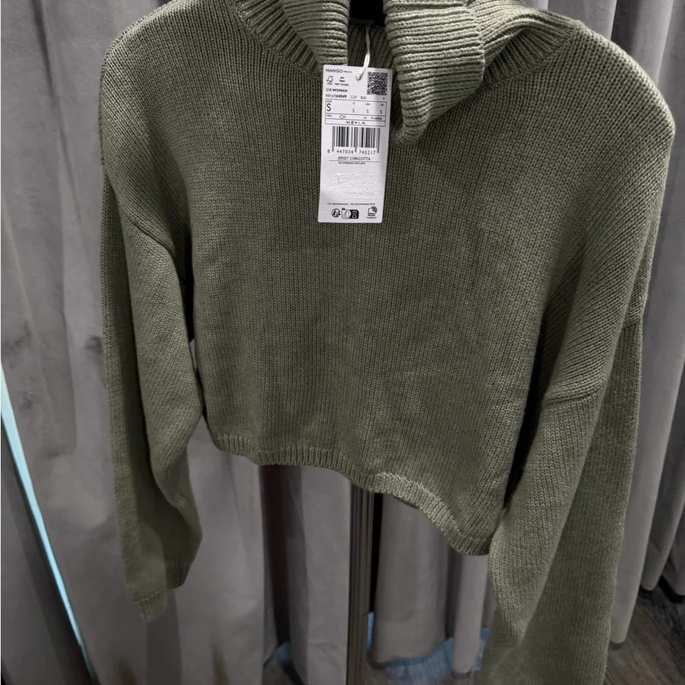 Mango Olive Green Turtleneck Sweater - Picture 2 of 3